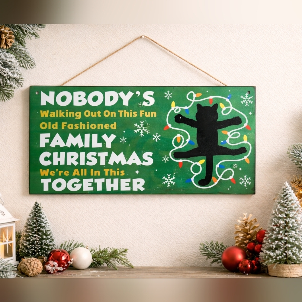 Funny Family Christmas Hanging Wall Sign – Indoor Holiday Decor